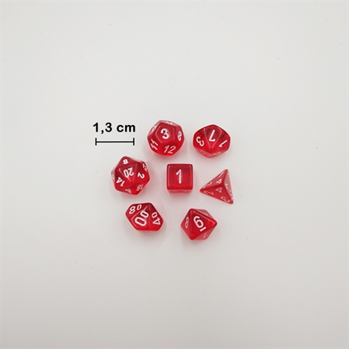 Mini Translucent Red White - Mini Polyhedral Rollespils Terning Sæt - Chessex